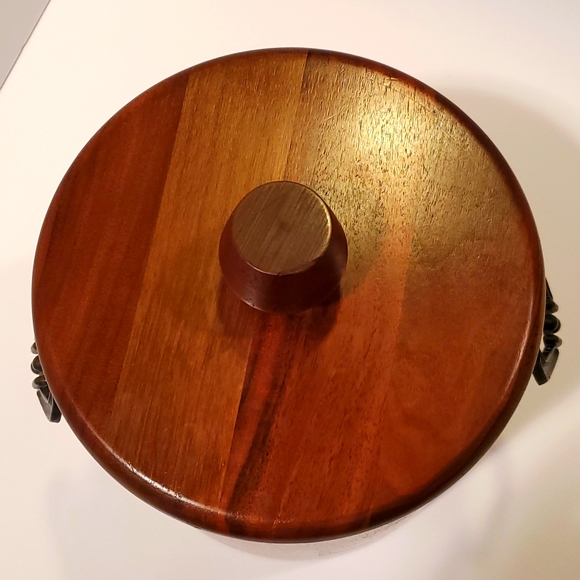 Vintage Vermillion Wooden Solid Walnut Ice Bucket With Plastic Liner MCM - Picture 4 of 7